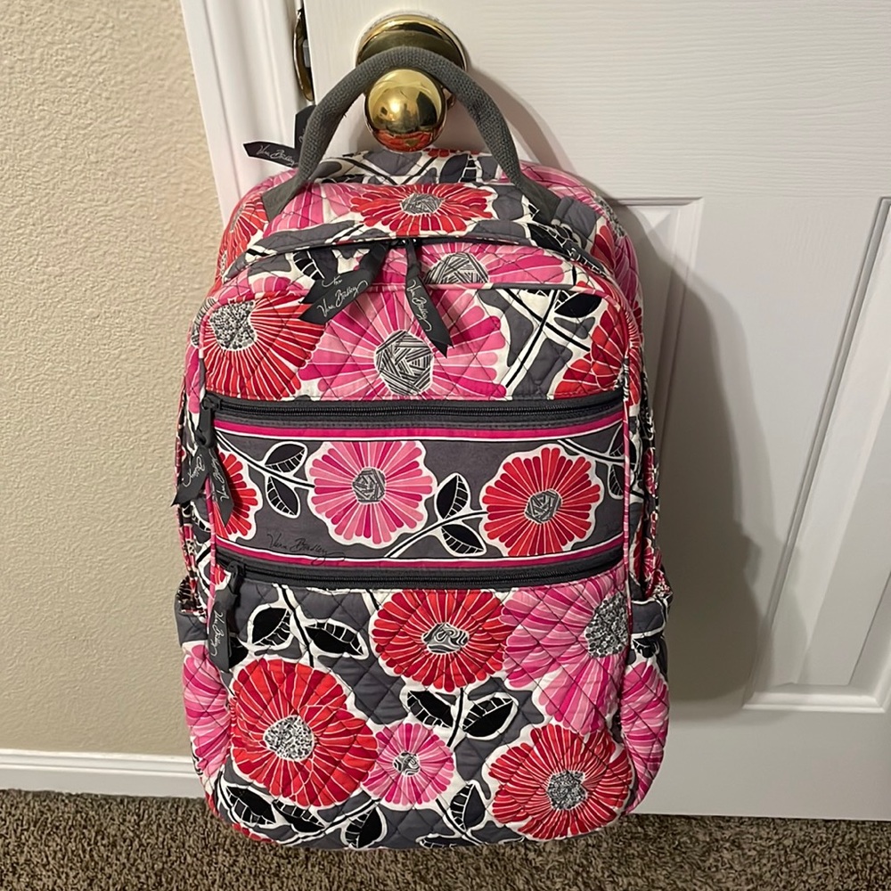 Vera Bradley Cheery Blossoms Backpack and matching ID Case with Lanyard